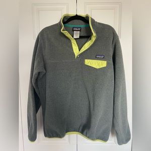 Patagonia synchilla - women’s size Large - grey, bright yellow accent